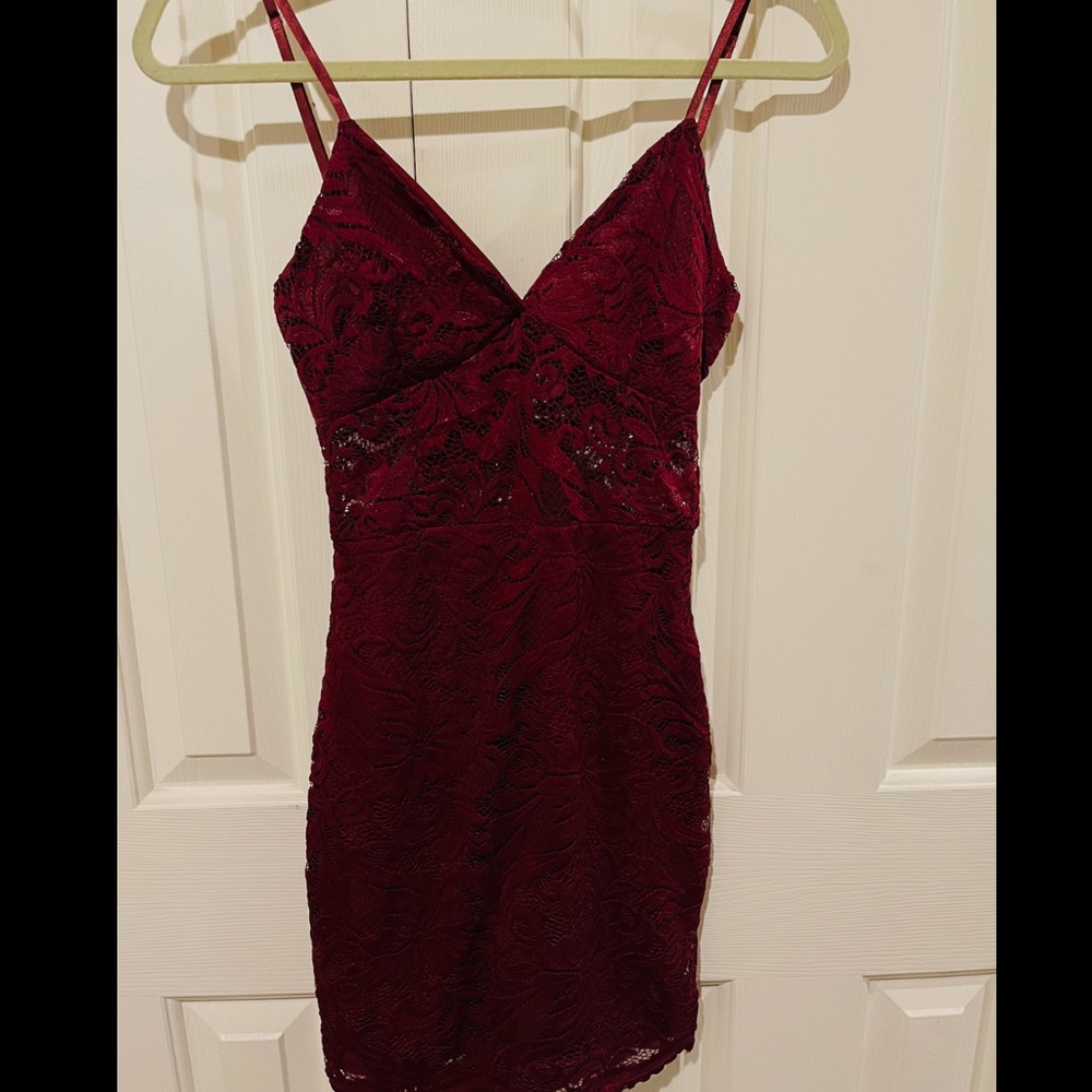Missguided Burgundy lace dress